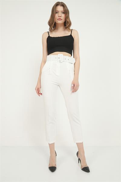 Kaplama Kemer Duble Paça Pantolon