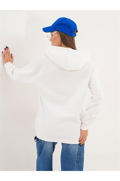 Kapüşonlu Düz Basic Sweatshirt