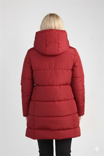 Kapüşonlu Uzun Şişme Mont