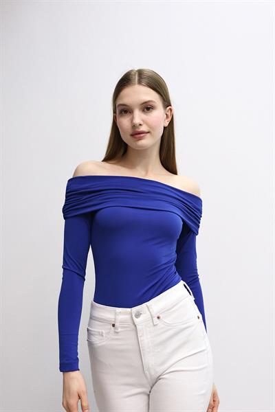 Kayık Yaka Uzun Kollu Sandy Bluz