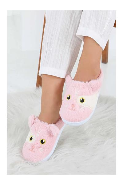 Kedi İşleme Detaylı Kadın Ev Terliği