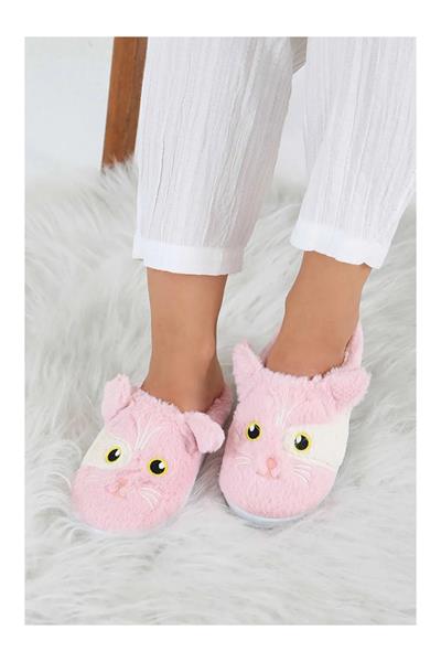 Kedi İşleme Detaylı Kadın Ev Terliği
