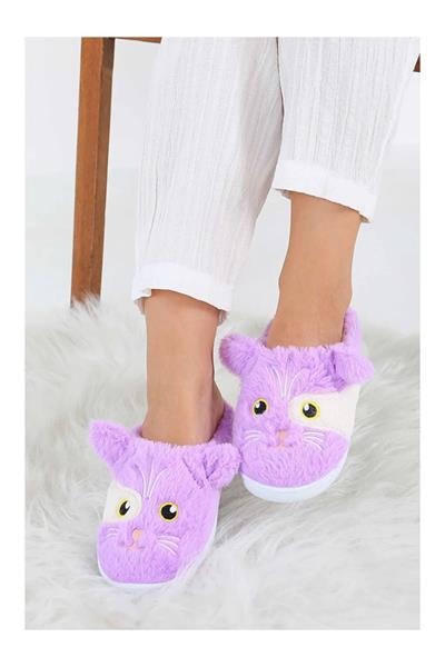 Kedi İşleme Detaylı Kadın Ev Terliği