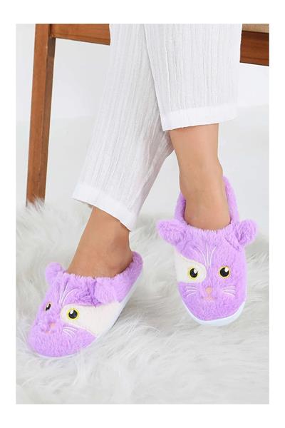 Kedi İşleme Detaylı Kadın Ev Terliği
