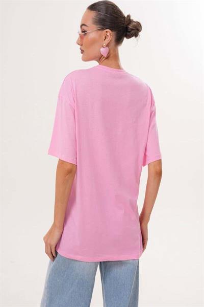 Kedi Nakış İşlemeli Oversize Tshirt