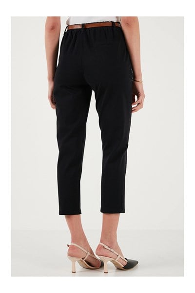Kemerli Dar Paça Gabardin Pantolon