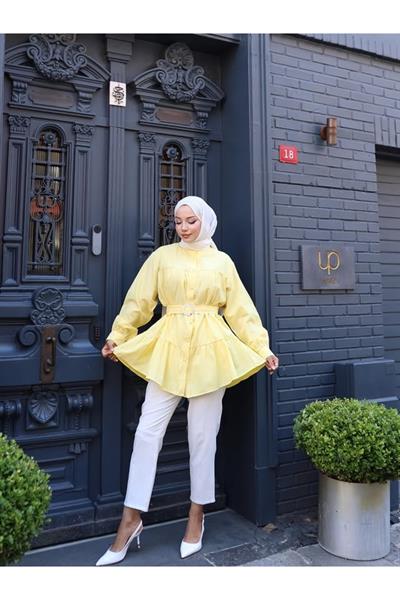 Kemerli Düğmeli Kat Kat Tunik