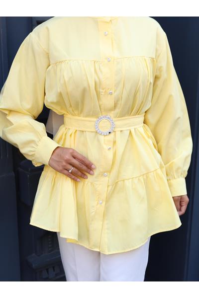 Kemerli Düğmeli Kat Kat Tunik