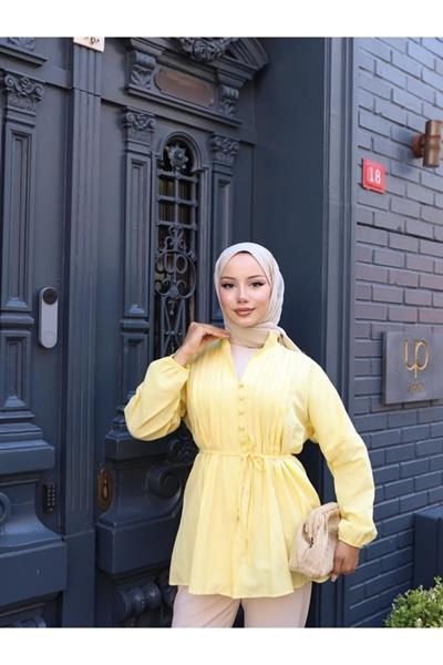 Kemerli Düğmeli Kat Kat Tunik