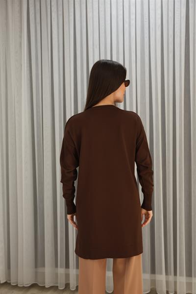 KENDİNDEN DESENLİ KOLU DÜĞMELİ TUNİK