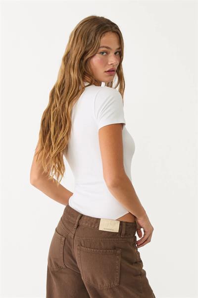 Kısa Kol Bisiklet Yaka Bodysuit