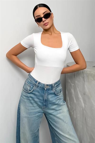 Kısa Kol U Yaka Bodysuit
