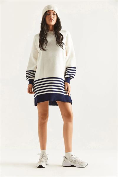 Kol Etek Çizgili Triko Tunik