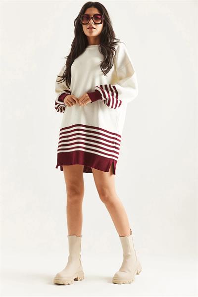 Kol Etek Çizgili Triko Tunik