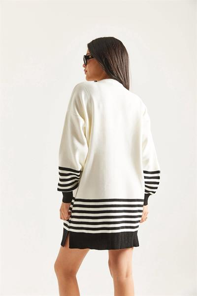 Kol Etek Çizgili Triko Tunik