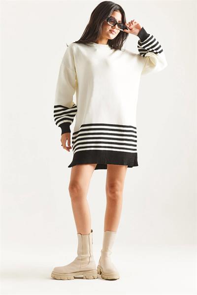 Kol Etek Çizgili Triko Tunik