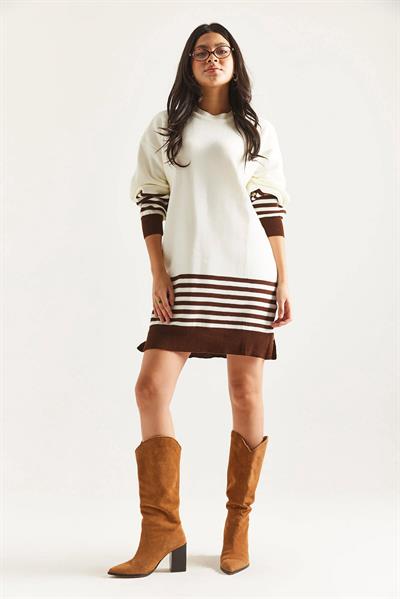 Kol Etek Çizgili Triko Tunik