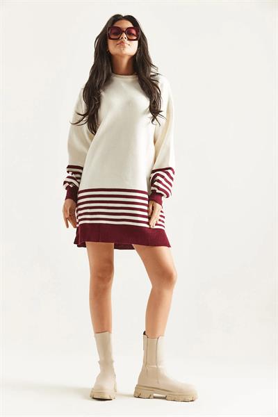 Kol Etek Çizgili Triko Tunik