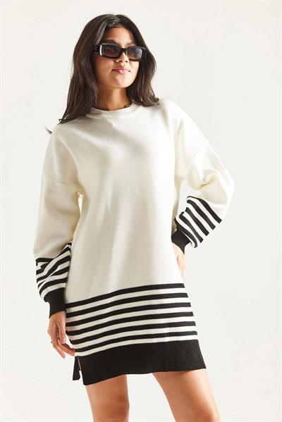 Kol Etek Çizgili Triko Tunik