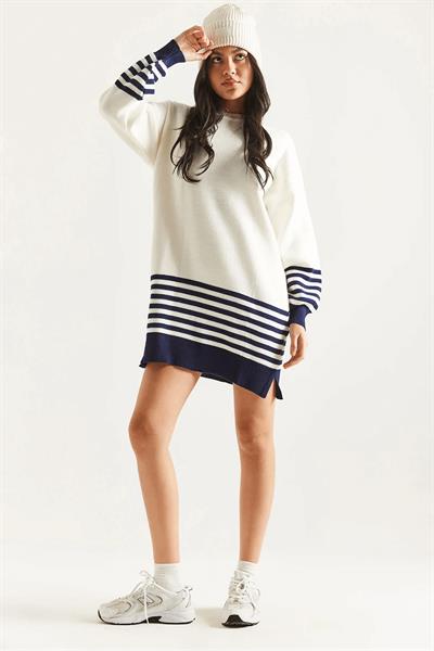 Kol Etek Çizgili Triko Tunik