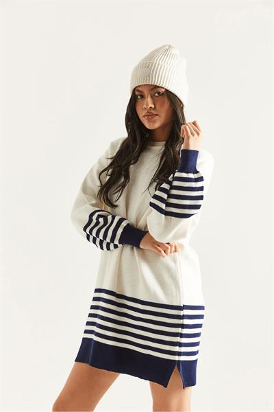 Kol Etek Çizgili Triko Tunik