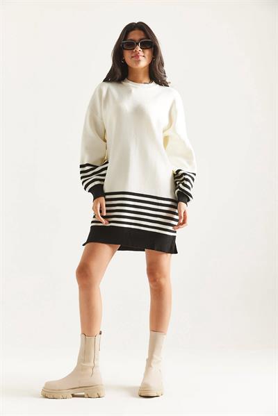 Kol Etek Çizgili Triko Tunik