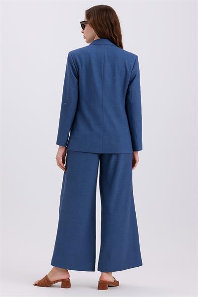 Kol Katlamalı Ceket Kemerli Pantolon İkili Takım