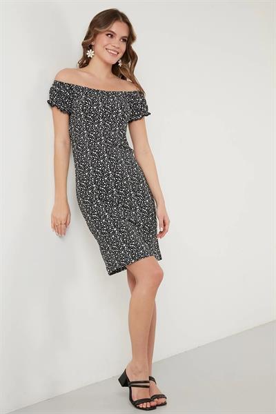 Kol Lastikli Çiçekli Elbise