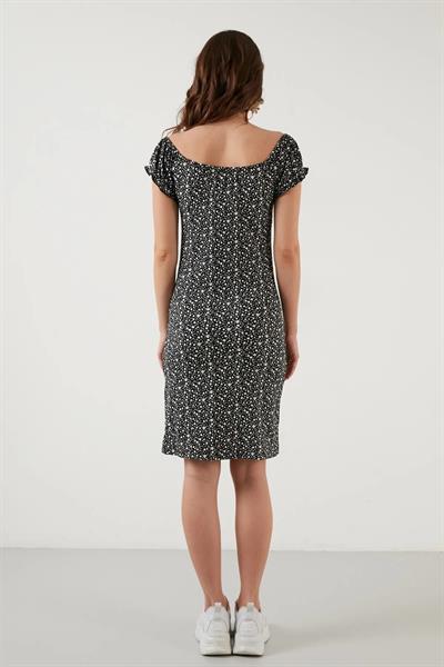 Kol Lastikli Çiçekli Elbise