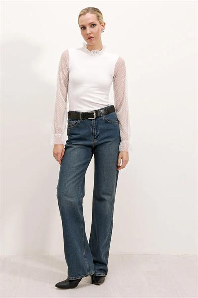 Kolları Tüllü Bluz