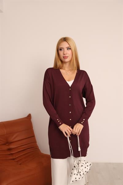 KOLU DÜĞMELİ DÜZ POLYELİT HIRKA