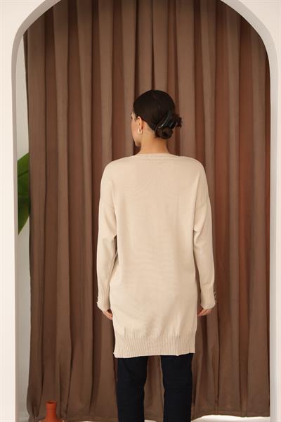 KOLU DÜĞMELİ DÜZ POLYELİT HIRKA