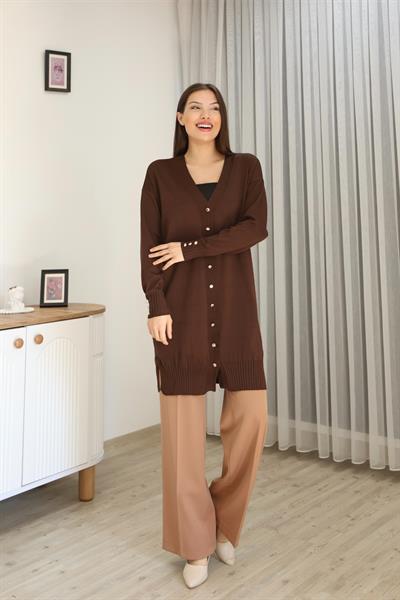 KOLU DÜĞMELİ DÜZ POLYELİT HIRKA