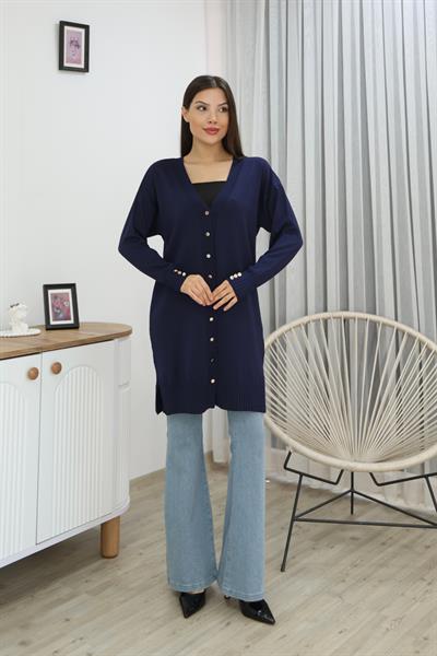 KOLU DÜĞMELİ DÜZ POLYELİT HIRKA