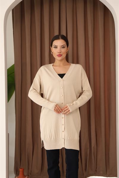 KOLU DÜĞMELİ DÜZ POLYELİT HIRKA