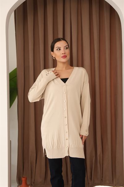 KOLU DÜĞMELİ DÜZ POLYELİT HIRKA