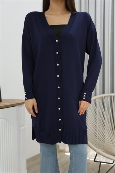 KOLU DÜĞMELİ DÜZ POLYELİT HIRKA