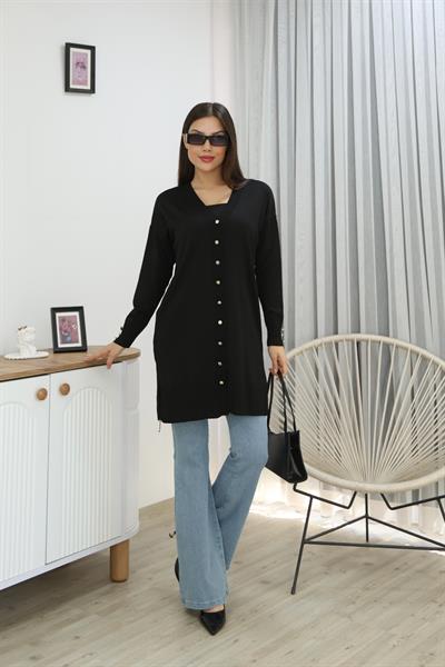 KOLU DÜĞMELİ DÜZ POLYELİT HIRKA