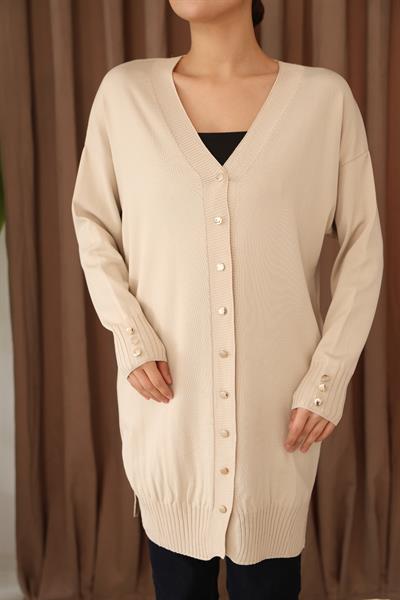 KOLU DÜĞMELİ DÜZ POLYELİT HIRKA