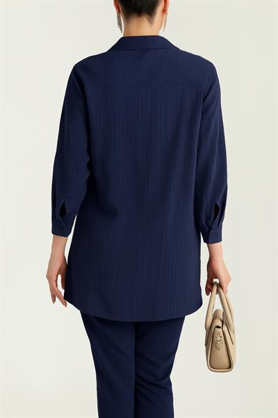 Kolye Detaylı Kırışık Model Gömlek
