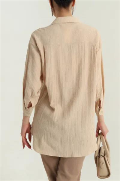 Kolye Detaylı Kırışık Model Gömlek