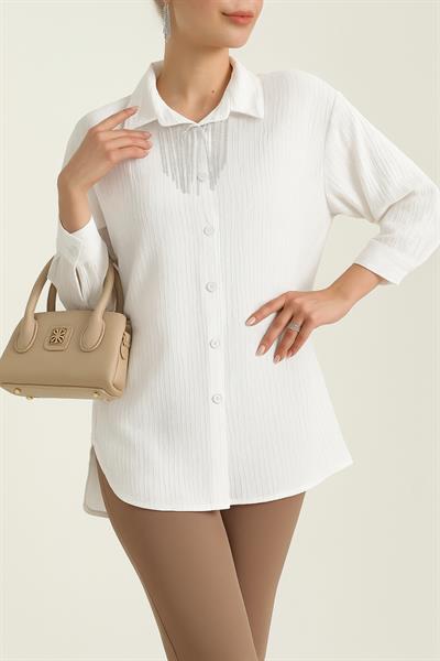 Kolye Detaylı Kırışık Model Gömlek