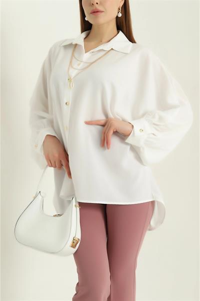 Kolye Detaylı Salaş Gömlek