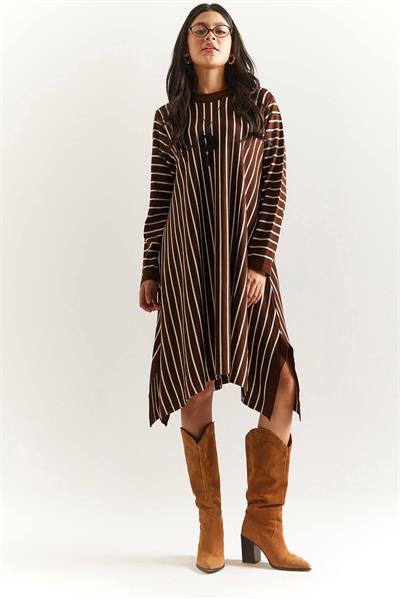 Kolyeli Çizgili Tunik