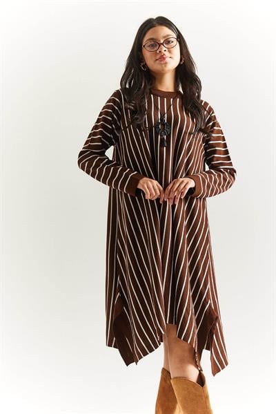 Kolyeli Çizgili Tunik