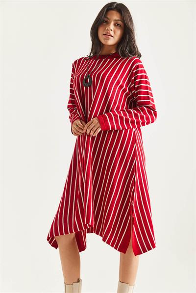 Kolyeli Çizgili Tunik