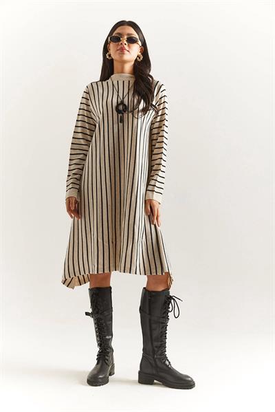 Kolyeli Çizgili Tunik