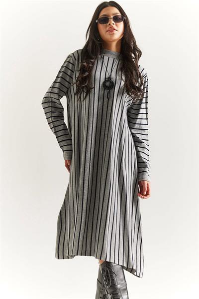 Kolyeli Çizgili Tunik