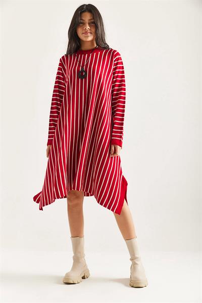 Kolyeli Çizgili Tunik