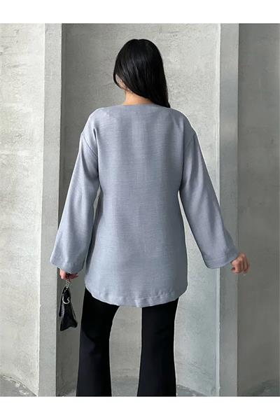 Kruvaze Yaka Bağlamalı Kimono